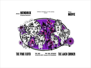 Jimi Hendrix Experience, The Move, The Pink Floyd, The Amen Corner and The Nice Art Print