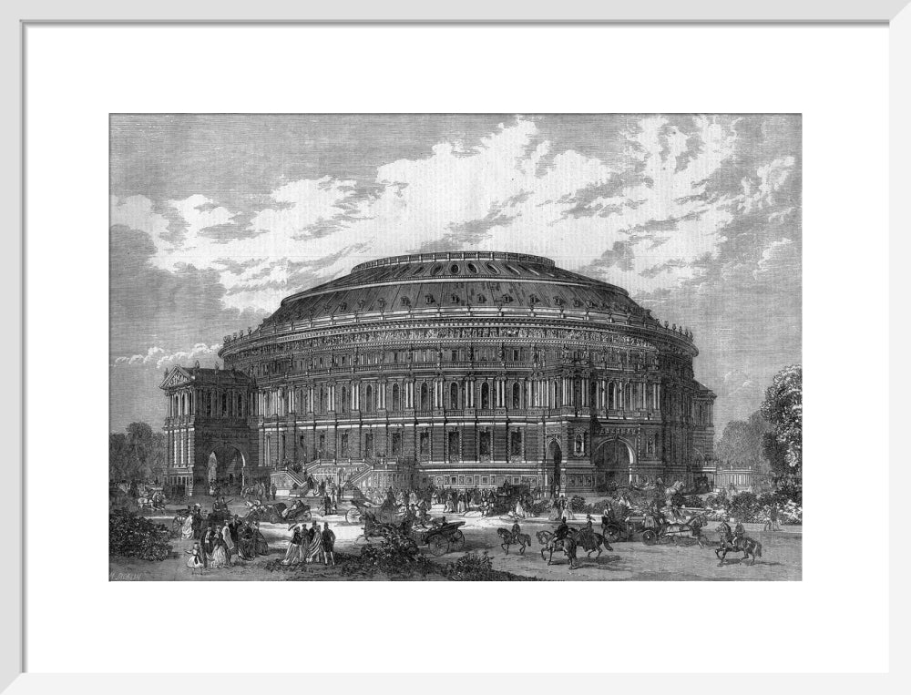 Black and White Construction Illustration of the Royal Albert Hall Art Print