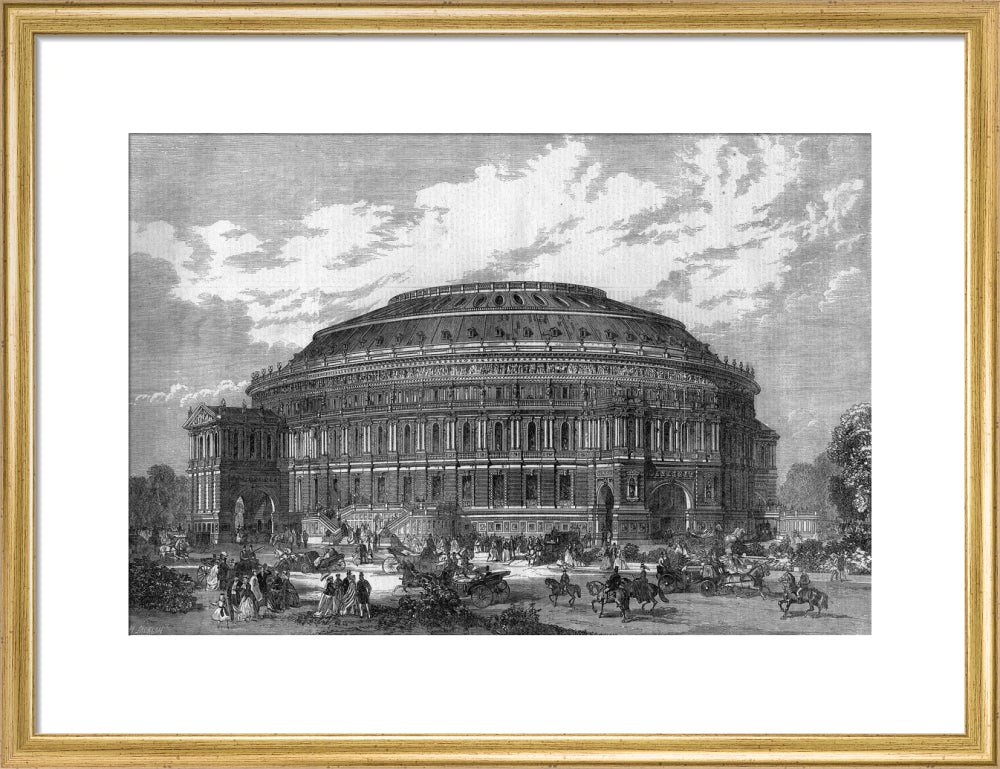 Black and White Construction Illustration of the Royal Albert Hall Art Print