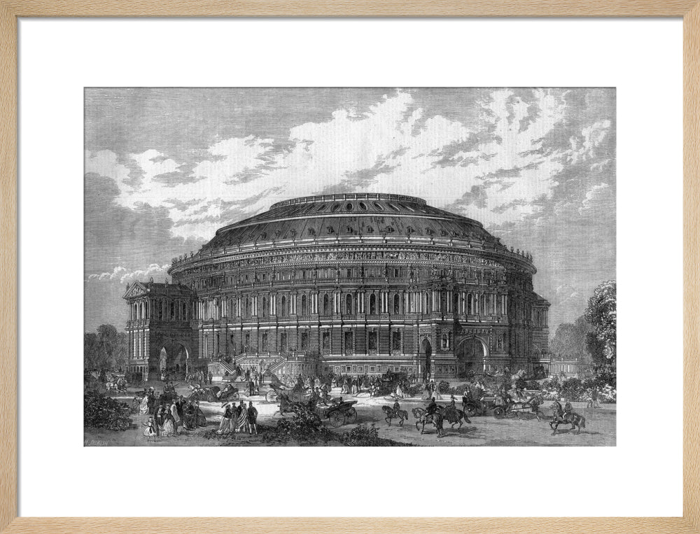 Black and White Construction Illustration of the Royal Albert Hall Art Print