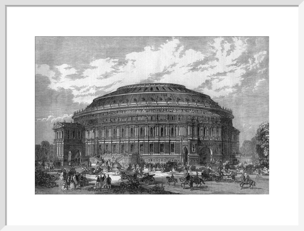 Black and White Construction Illustration of the Royal Albert Hall Art Print