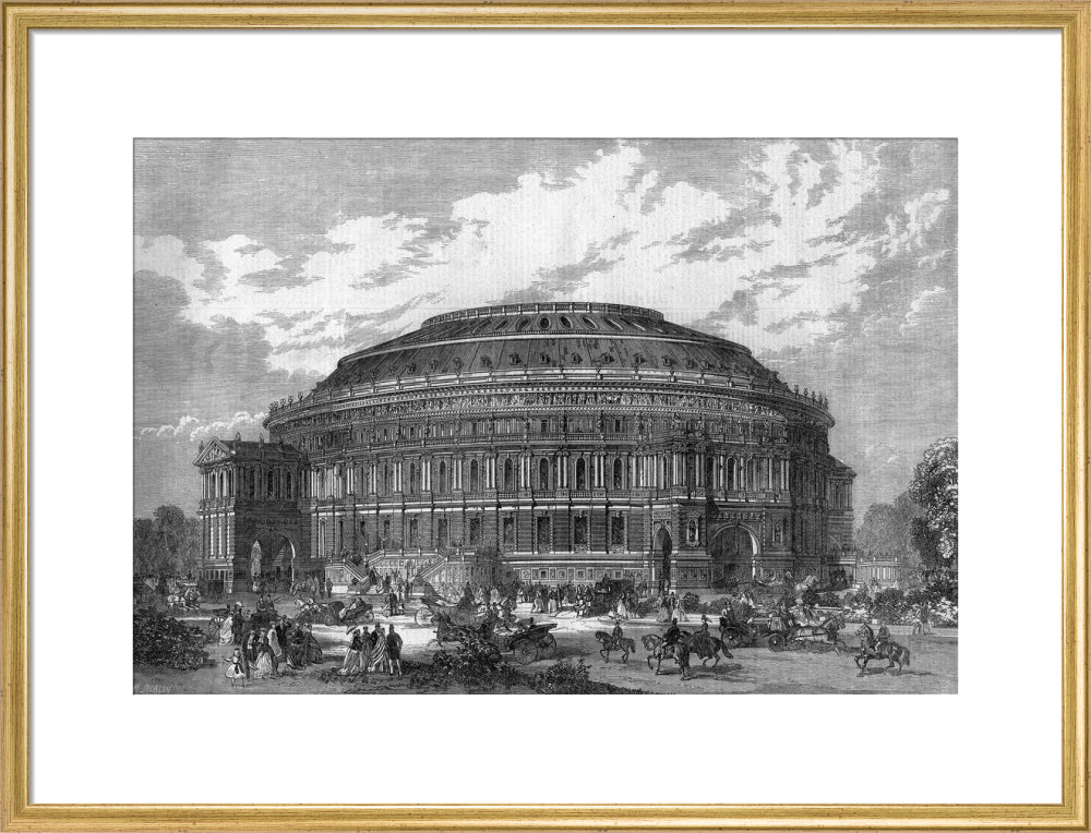 Black and White Construction Illustration of the Royal Albert Hall Art Print