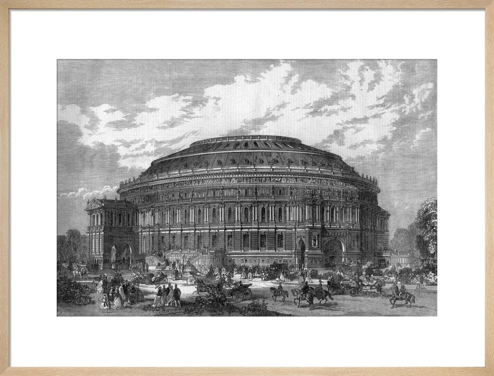 Black and White Construction Illustration of the Royal Albert Hall Art Print