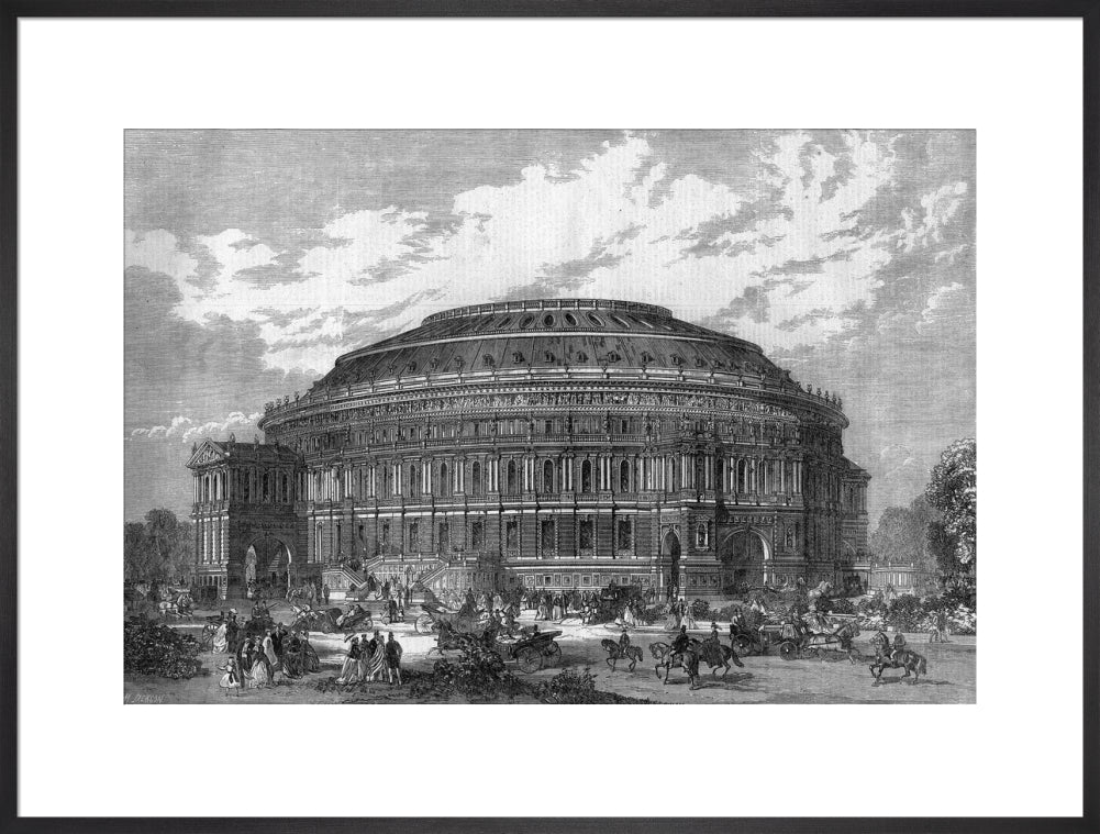 Black and White Construction Illustration of the Royal Albert Hall Art Print