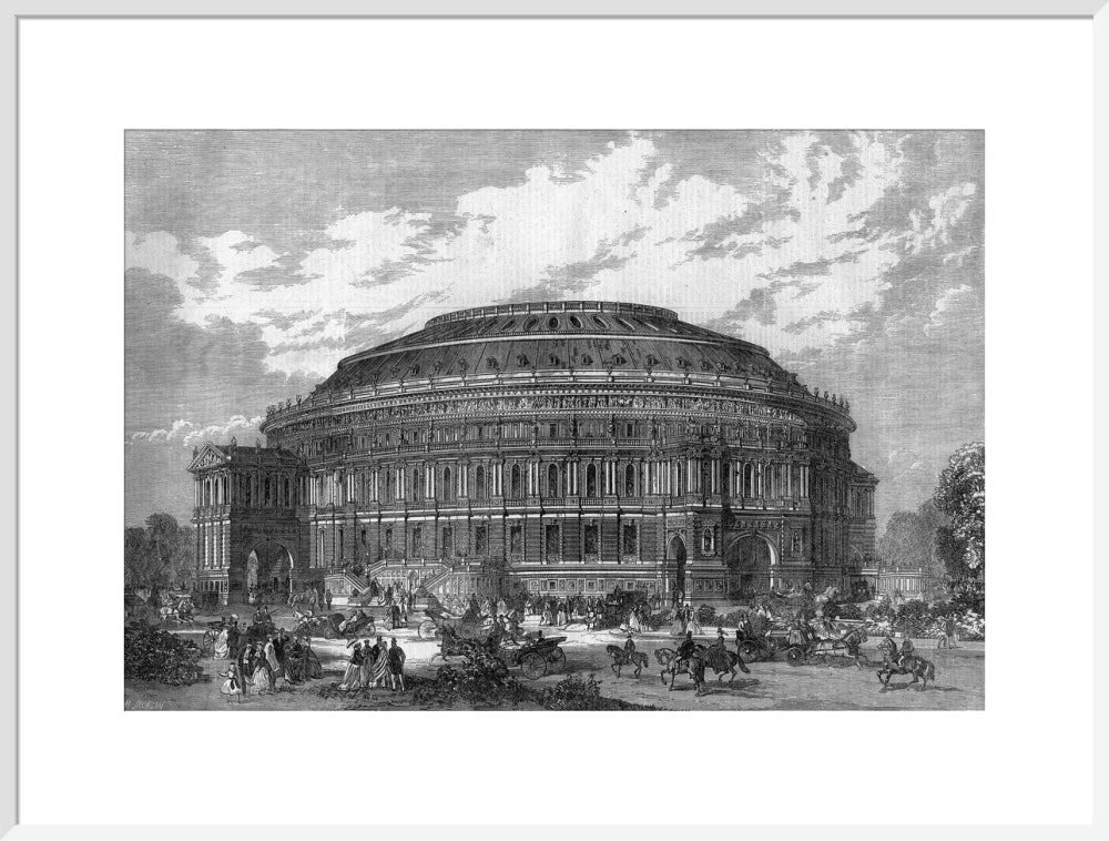 Black and White Construction Illustration of the Royal Albert Hall Art Print