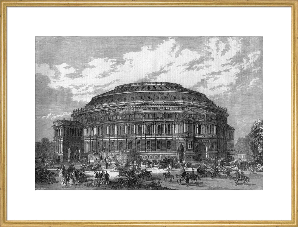 Black and White Construction Illustration of the Royal Albert Hall Art Print