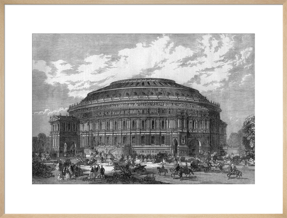 Black and White Construction Illustration of the Royal Albert Hall Art Print