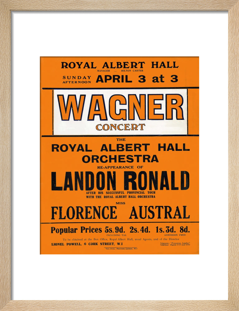 Wagner's Special Sunday Concert (1920-1921 Season) Art Print