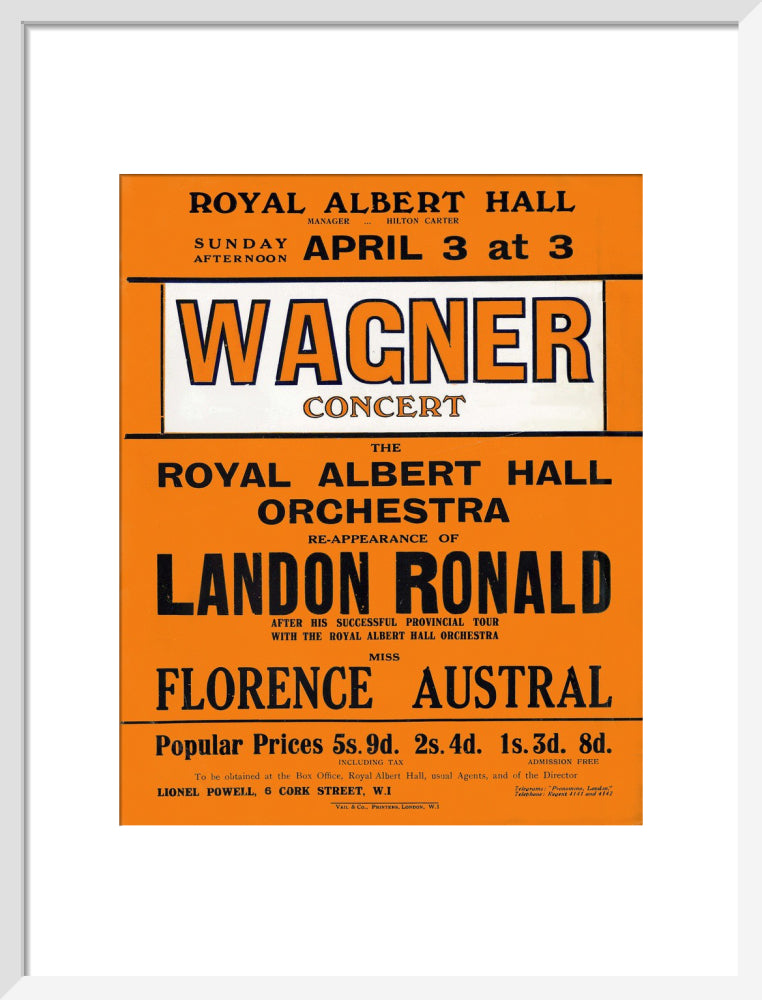 Wagner's Special Sunday Concert (1920-1921 Season) Art Print