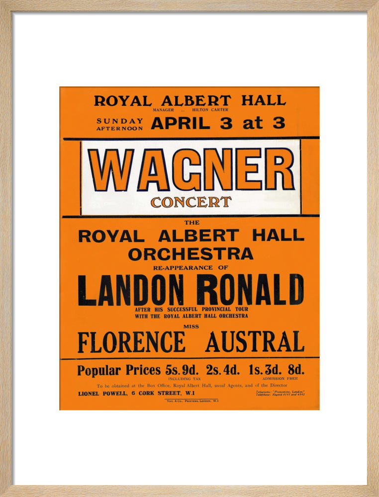 Wagner's Special Sunday Concert (1920-1921 Season) Art Print