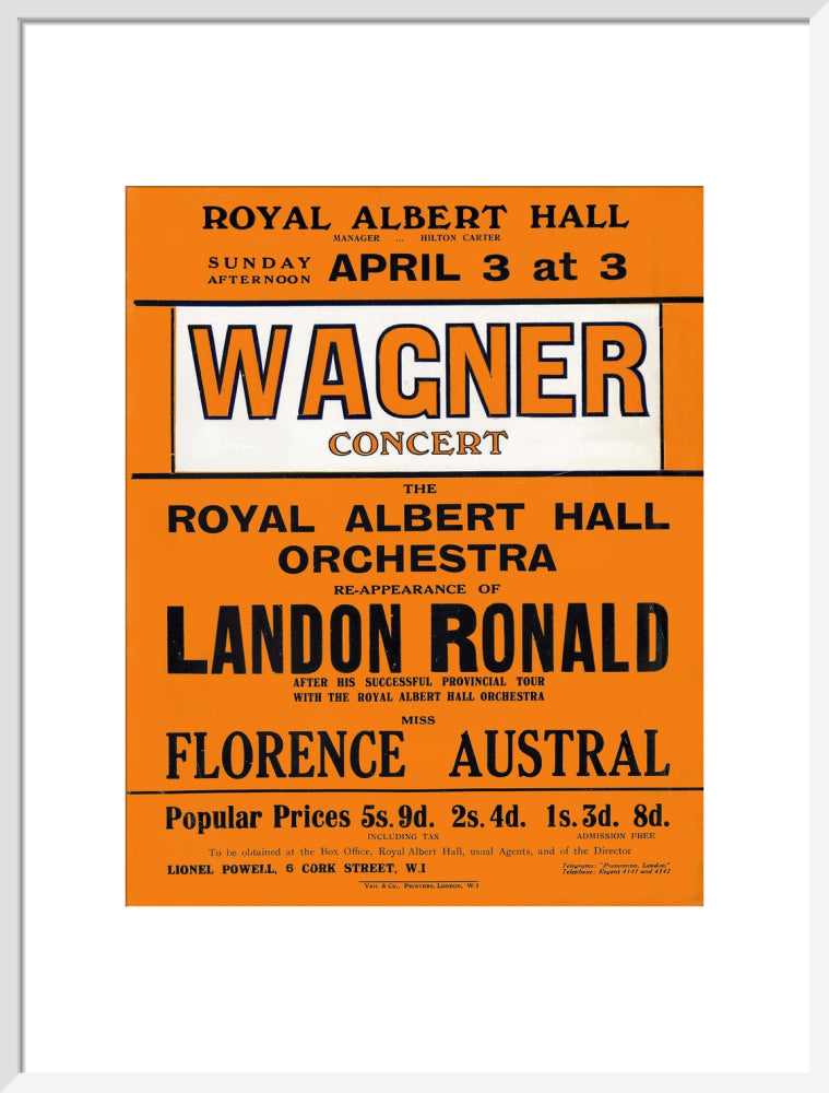 Wagner's Special Sunday Concert (1920-1921 Season) Art Print