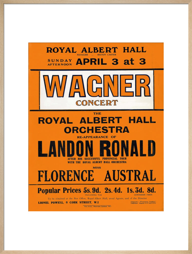 Wagner's Special Sunday Concert (1920-1921 Season) Art Print