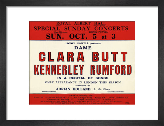 Dame Clara Butt and Kennerley Rumford's Special Sunday Concerts (1930-1931 Season) Art Print