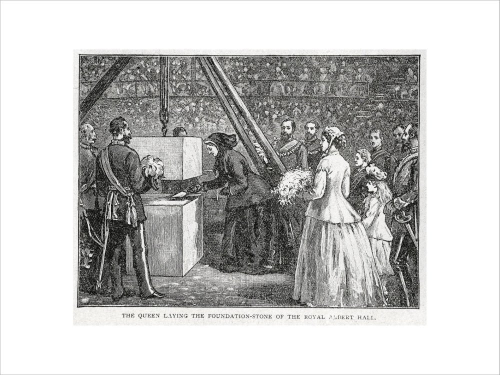 Close Up of Queen Victoria Laying the Hall's Foundation Stone Art Print