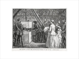 Close Up of Queen Victoria Laying the Hall's Foundation Stone Art Print