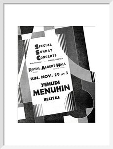 Yehudi Menuhin's Special Sunday Concerts (1931-1932 Season) Art Print