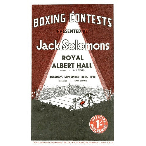 Programme for Boxing Contests, 25 September 1945 - Royal Albert Hall