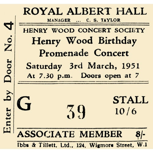 Henry Wood Concert Society - Henry Wood Birthday Promenade Concert, 3 March 1951 - Royal Albert Hall