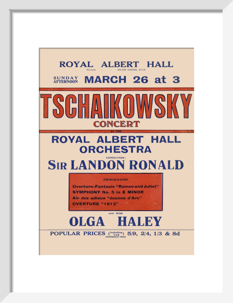 Tschaikowsky's Special Sunday Concerts (1921-1922 Season) Art Print