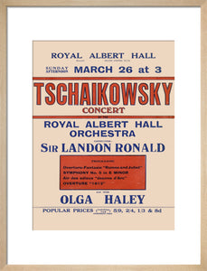 Handbill from Special Sunday Concerts (1921-1922 Season) - Tschaikowsky Concert by the Royal Albert Hall Orchestra and Miss Olga Haley, 26 March 1922